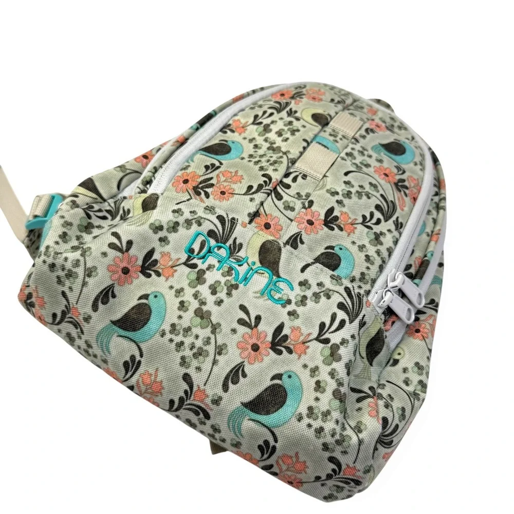 Dakine Cosmo 6.5L Mini Backpack Green Bird Floral Print Travel Bag Embroidered